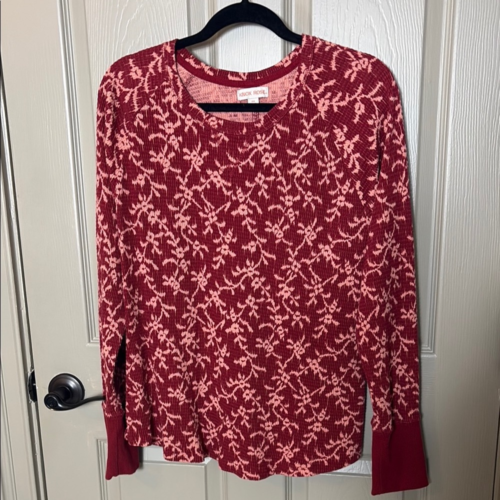 Knox Rose Red Long Sleeve Cotton Blend Top EUC Sz XXL